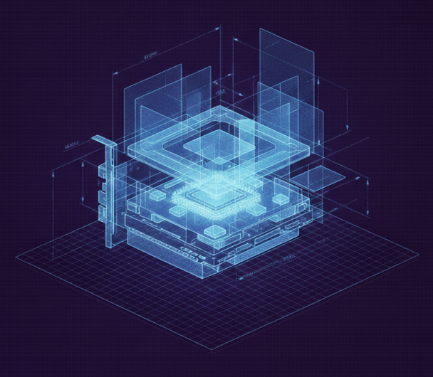 Holographic CPU/GPU chip blueprint